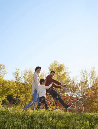 man walking with bike